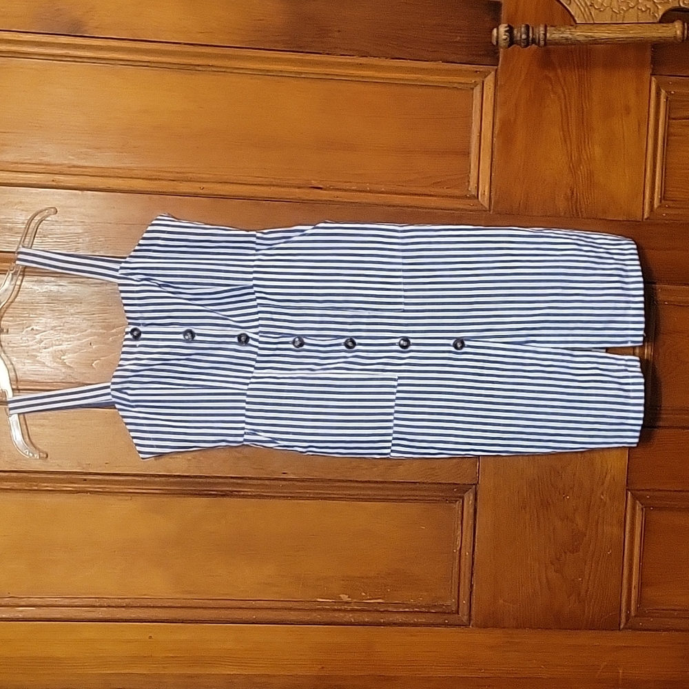 Shein Blue and White Striped Dress with Pockets Size Large